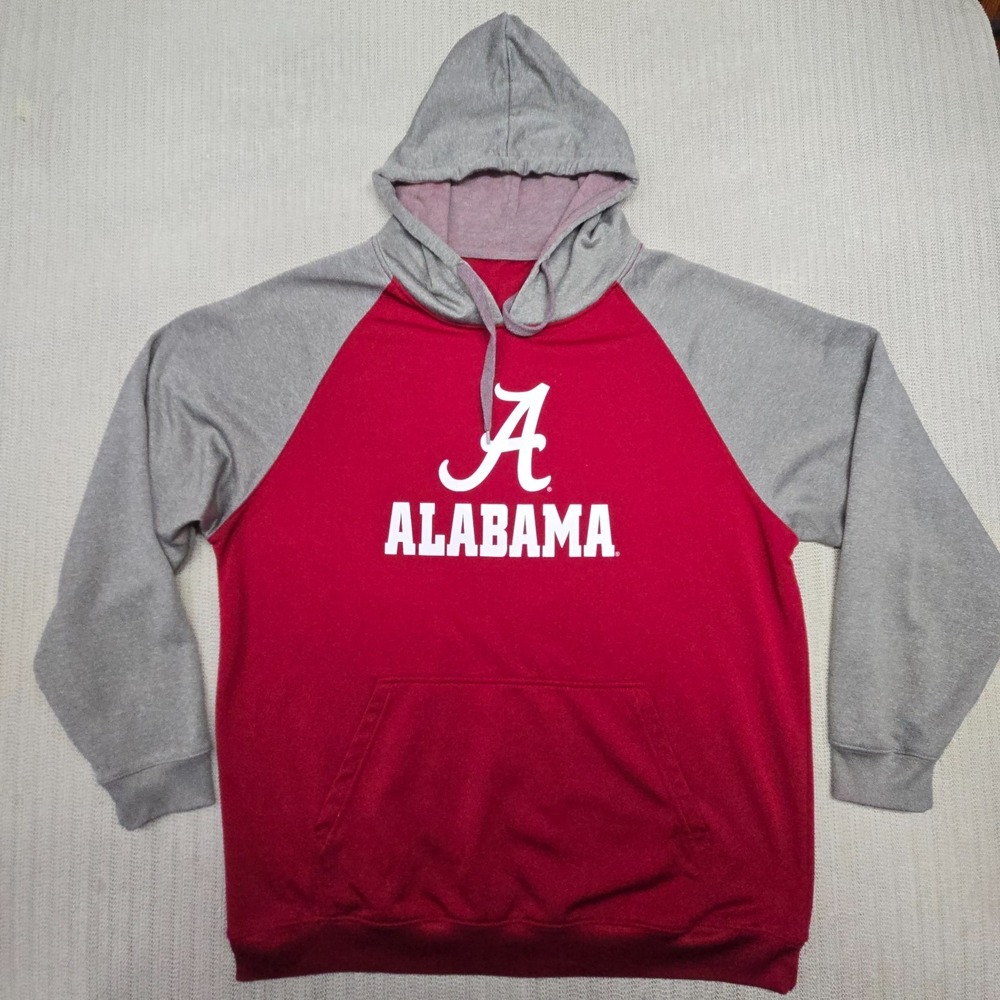 Alabama Crimson Tide Hoodie Sweatshirt Men 2XL Red Gray Raglan SEC Football